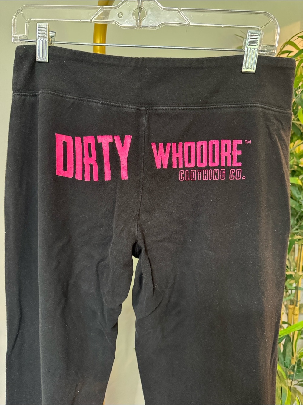 Dirty Whooore Black yoga pants with Pink Logo